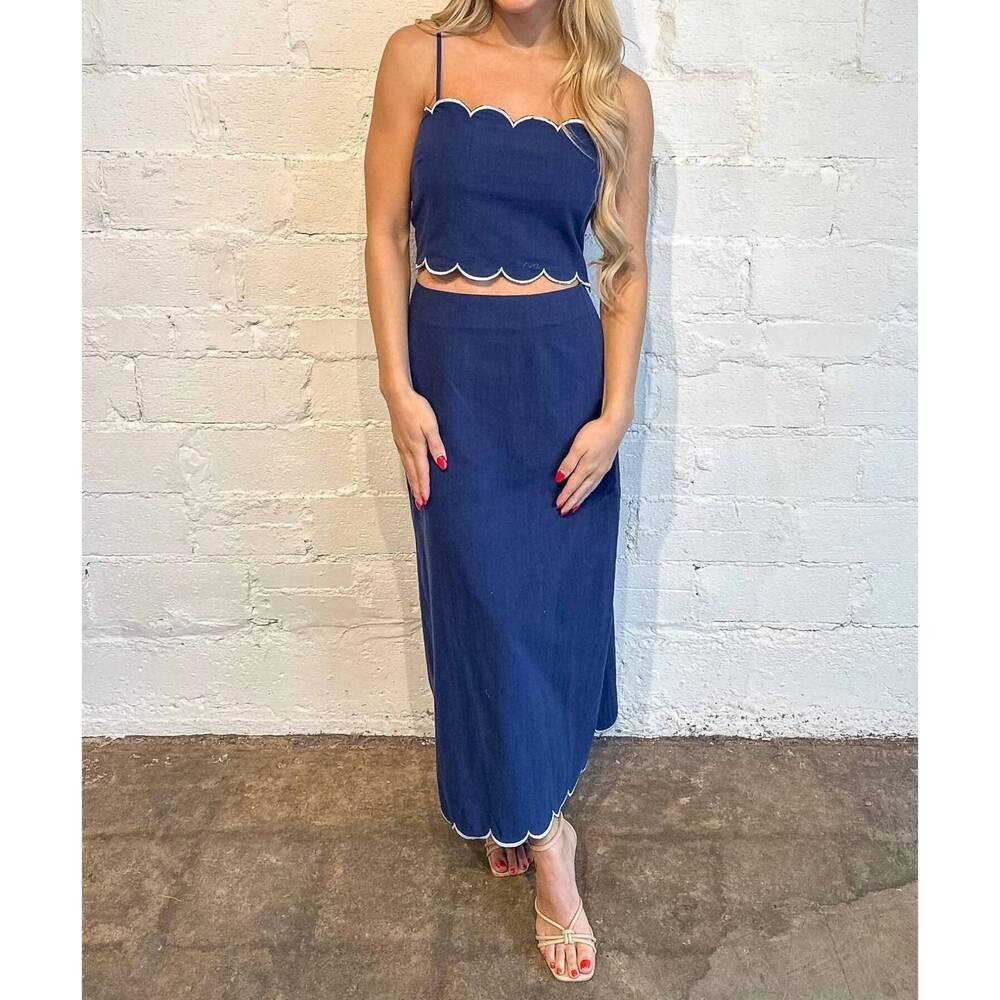 NEW ADELINE amelie midi skirt in navy